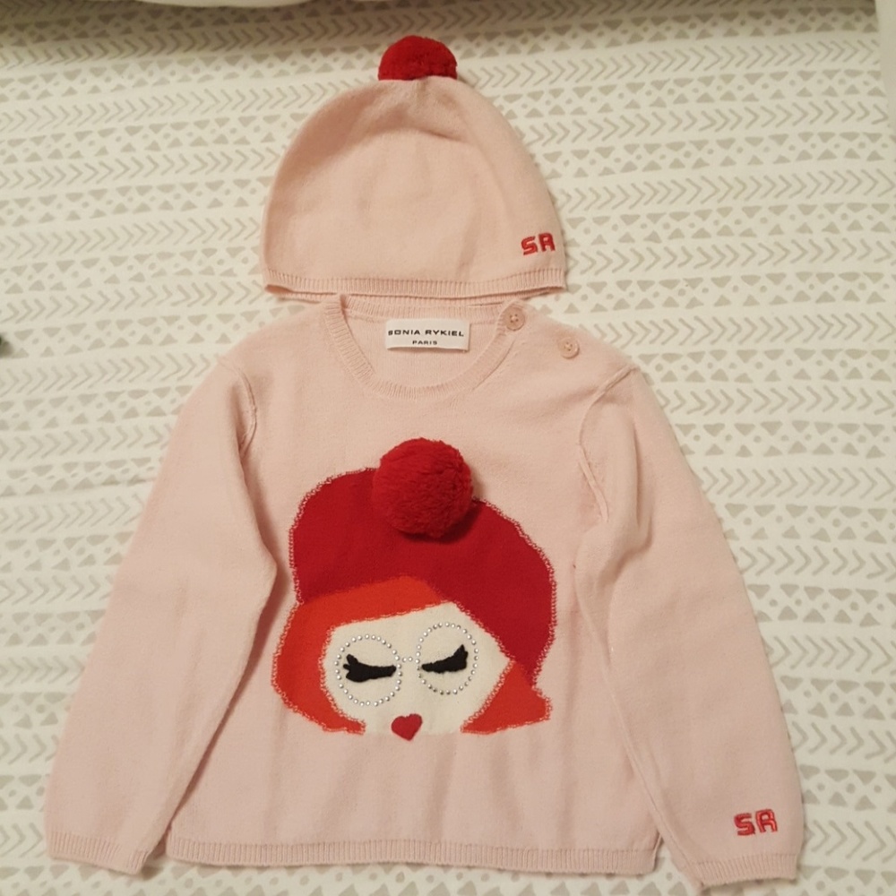 Sonia Rykiel Paris Thin Knit Sweater & Beanie Hat